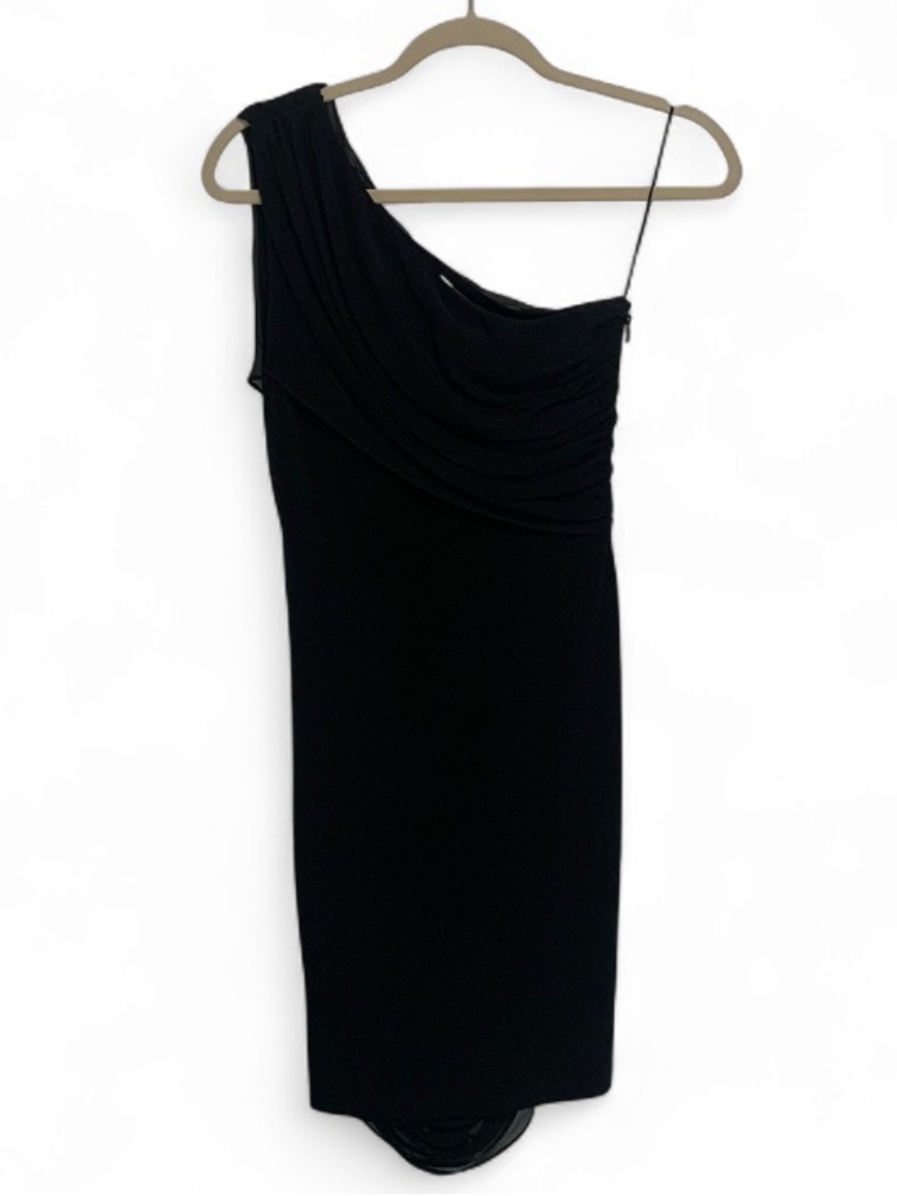 Alice And Olivia Binnie Black One-Shoulder Silk Mini Dress